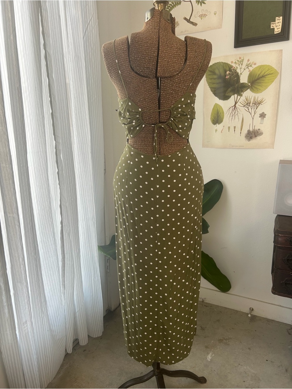 Zara Polka Dot Midi Slip Dress - Picture 2 of 4